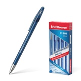 Ручка стираемая гелевая 0,5мм, ErichKrause® R-301 Magic Gel , синяя, полупрозрачный тонированный круглый корпус с блестками, с ластиком, ЕК45211
