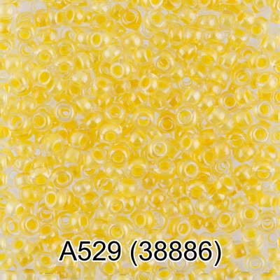 Бисер стеклянный GAMMA 5гр прозрачный с ярким цветным отверстием, желтый, круглый 10/*2,3мм, 1-й сорт Чехия, A529 (38886)