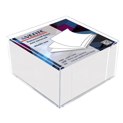 Блок для записей 9*9*5 см, в прозрачной пластиковой подставке, белый, , deVENTE, офсет 80 г/м², белизна 96%, 2013400