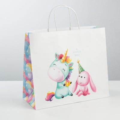 Пакет подарочный крафт 32*28*15см «Малыши», 3823508