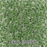 Бисер стеклянный GAMMA 5гр прозрачный с цветным отверстием, зеленый, круглый 10/*2,3мм, 1-й сорт Чехия, Е601 (38357)