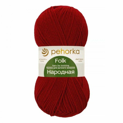 Пряжа ПЕХ Народная 100г/220м (30% шерсть+ 70% акрил высокообъемный) вишня, [272]