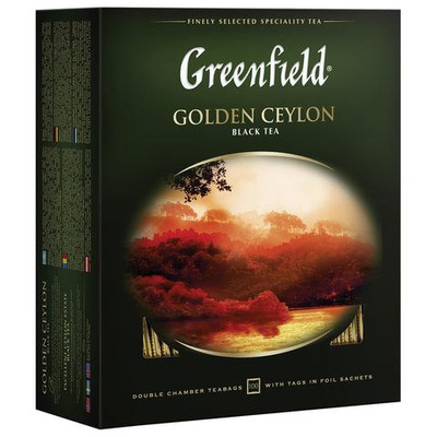 Чай GREENFIELD (Гринфилд) "Golden Ceylon", черный, 100 пакетиков в конвертах по 2 г, 0581,  [620218]