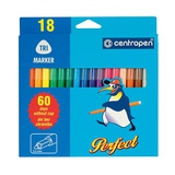 Фломастеры 18цв., Centropen PERFECT треуг. корпус, с невысыхающими чернилами, линия письма 2-3 мм, в картонной каробке [029449]