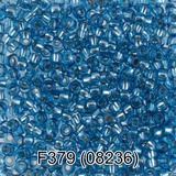 Бисер стеклянный GAMMA 5гр прозрачный с посеребренным отверстием, синий круглый 10/*2,3мм, 1-й сорт Чехия, F379 (08236)