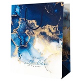 Пакет подарочный ламинированный 180*230*100мм MESHU "Мраморный стиль. Синий", MS_52121