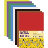 Картон цветной немелованный А4 8л. 8цв. Attomex, 190 г/м2,  в пластиковом пакете, 8040784