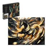 Картина по номерам (на подрамнике) с поталью на черном холсте 30х40см Золотой конь 71298 