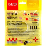 Клейкая лента  2-х ст. 10 мм x 5 м deVENTE. REPAIR & CRAFT, многоразовая, прозрачная, 1 мм, в зип пакете с европодвесом, 4163504