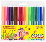 Фломастеры 18цв Каляка-Маляка, смываемые, круглый корпус, блистер, ( 3+ )