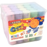 Мелки цветные 20шт. 5 цветов, deVENTE Cosmo, в форме усеченного конуса, 105*2,2*2,5см, СПЕЦИАЛЬНАЯ ФОРМУЛА, для гладкого рисования, в пластиковой коробке, 8078002