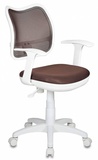 Кресло CH-W797//BR/TW-14C (белый пластик,спинка коричневая сетка,сиденье коричневое TW-14C) ( до 120кг )