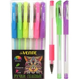 Набор гелевых ручек 6шт. 6 пастельных цветов с эффектом Highlighter, для рисования на черной бумаге deVENTE. Moonlight, 0,8мм, прозрачный корпус с металлическим наконечником, каучуковый держатель, сменный стержень, в пластиковой упаковке с подвесом 5051008