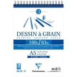 Скетчбук А5 30л. на гребне Clairefontaine "Dessin a grain", мелкозернистая, 180г/м2, рисовальная бумага, [96633С]