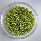 Стеклянный бисер Colibry 20г прозрачный бензиновый зеленый (6,5)