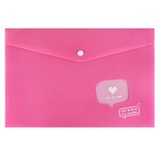 Папка на кнопке А4 (335х230мм) 180 мкм фигурная вырубка с рисунком Сердечко на розовом, УФ печать [69049]
