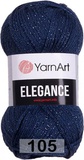Пряжа YarnArt Elegance 50г/130м (88% хлопок, 12% металлик) 105 темно-синий