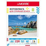 Фотобумага односторонняя для струйной печати, A4, 50 л., 230 г/м2, матовая, deVENTE, в пластиковом пакете с европодвесом, 2042407