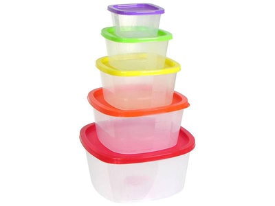 Набор контейнеров (пластик) 0,23л / 0,5л / 0,9л / 1,55л / 2,65л (квадратные), 8008