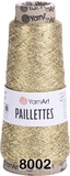 Пряжа YarnArt PAILLETTES  50г/800м (75% металлизированный полиэстер, 25% пайетки), золотистый 8002