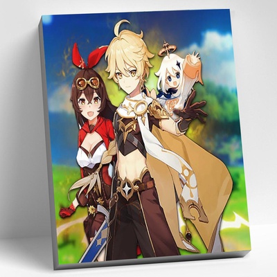 Картина по номерам (на холсте) 30х40см Геншин. Итэр и Эмбер, CHR0137 (сложность **)