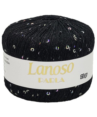 Пряжа Lanoso PARLA 25г/217м (75% люрекс 25% пайетки),  чёрный с серебряными пайетками, 6000