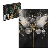 Картина по номерам (на подрамнике) с поталью на черном холсте 30х40см Девушка с бабочкой 71300