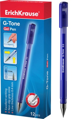 Ручка гелевая 0,5мм синяя ERICH KRAUSE G-TONE, металлический наконечник [ЕК17809]