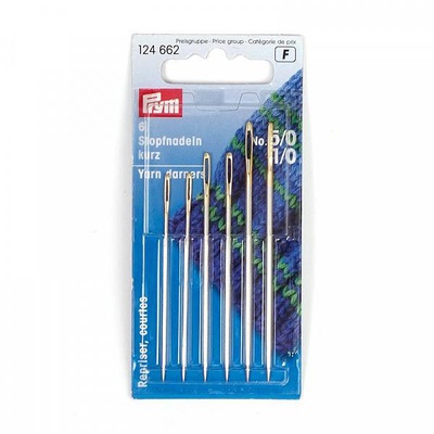 Набор швейных игл для ремонта и штопки PRYM №5/0-1/0 6шт., короткие  (сталь),  [124662]