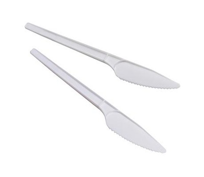 Одноразовый нож, пластиковый белый, 165мм ( комплект 100шт. ) 001037