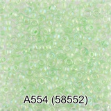 Бисер стеклянный GAMMA 5гр прозрачный радужный с цветным отверстием, светло-зеленый, круглый 10/*2,3мм, 1-й сорт Чехия, A554 (58552)