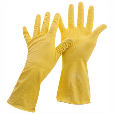 Перчатки хозяйственные латексные, размер L, "Стандарт+", супер прочные, желтые, с внутренним х/б напылением