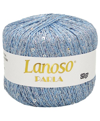 Пряжа Lanoso PARLA 25г/217м (75% люрекс 25% пайетки),  голубой с серебряными пайетками, 4051