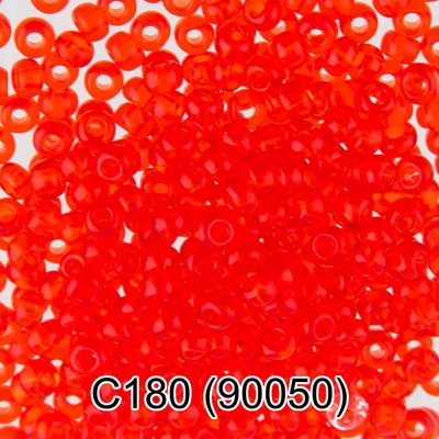 Бисер стеклянный GAMMA 5гр прозрачный, оранжево-красный, круглый 10/*2,3мм, 1-й сорт Чехия, С180 (90050)