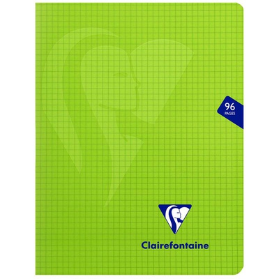 Тетрадь 48л. 170х220мм клетка на скрепке, Clairefontaine "Mimesys", 90г/м2, пластиковая обложка, зеленая, 303742C_green