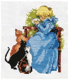 Набор для вышивания 13х15см Девочка и кошки, Кларт Panna,  [0-026]