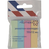 Закладки  самоклеящиеся, 50*12 мм, 4 цв.*80 л., Attomex, цветная бумага, пастель, в блистере, 2011702