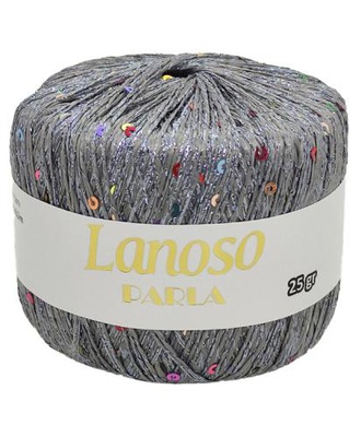 Пряжа Lanoso PARLA 25г/217м (75% люрекс 25% пайетки),  темно-серый с разноцветными пайетками, 5200