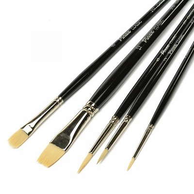 Набор кистей худож. 5шт.  PINAX ARTISTS CLASSIC синтетика плос. №12/№8 , круг.№1/№3/№5,  [219995]