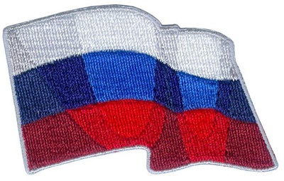 Термоаппликация 8х5см Флаг России развевающийся, красный / синий / белый  [TBY.FLAG.4]