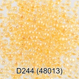 Бисер стеклянный GAMMA 5гр прозрачный с цветным глянцевым покрытием, желтый, круглый 10/*2,3мм, 1-й сорт Чехия, D244 (48013)
