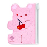 Картодержатель пластиковая 11,5*8,5 см Розовый мишка, глиттерный ПВХ, 1 отделение (-я), гибкая молния, фигурная вырубка, шелкография в три краски, 52575
