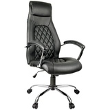 Кресло руководителя Helmi HL-E24 "Iсon", экокожа черная с  рельефной отстрочкой, хром ( до 120 кг )