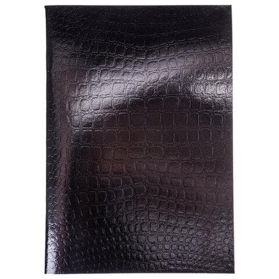 Тетрадь бумвинил А4 96 л., скоба, офсет №1, клетка, ЧЕРНАЯ, "Metallic", тиснение CROCO, HATBER, 072787, 96Т4бвВ3