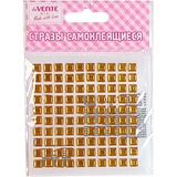 Стразы самоклеящиеся акрил deVENTE. Square 100шт. 6 мм, золотистый, на карточке, в пластиковом пакете с блистерным подвесом [8002021]