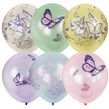 Шар воздушный М12/30см, ПатиБум "Кристалл Bubble. Бабочки", пастель+декор,ассорти 307586