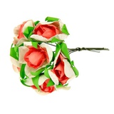 Букетик декор для творчества "Двухцветная роза" МИКС (1 набор=1 букету) в букете 6 цветков