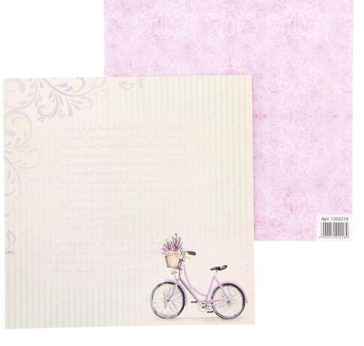 Набор бумаги д/скрапб. Лавандовые сны Велосипед 180гр/м2 14,5х14,5см 10л.,  [1202218]