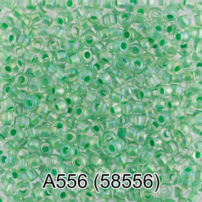 Бисер стеклянный GAMMA 5гр прозрачный радужный с цветным отверстием, светло-зеленый, круглый 10/*2,3мм, 1-й сорт Чехия, A556 (58556)