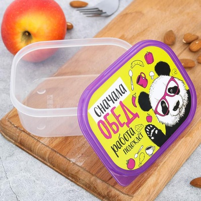 Ланч-бокс (пластик) 500 мл, "Сначала обед", (прямоугольный), 3855131